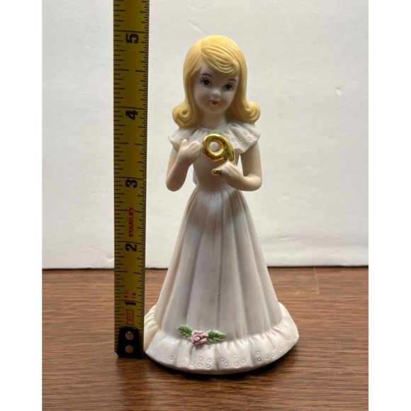 Growing Up Birthday Girls Age 9 Porcelain Blonde Figurine 1981 Enesco - Picture 3 of 8